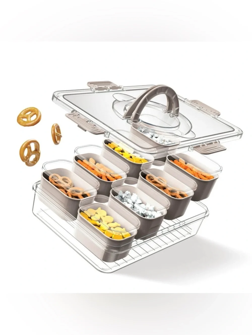 CVC COOK W COLOR Taupe Snack Box - 8-Compartment On-the-Go Storage NEW